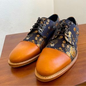 One-of-a-kind Taft Silk and Leather Dress Shoes